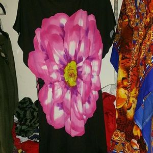 Pink and black floral mini dress